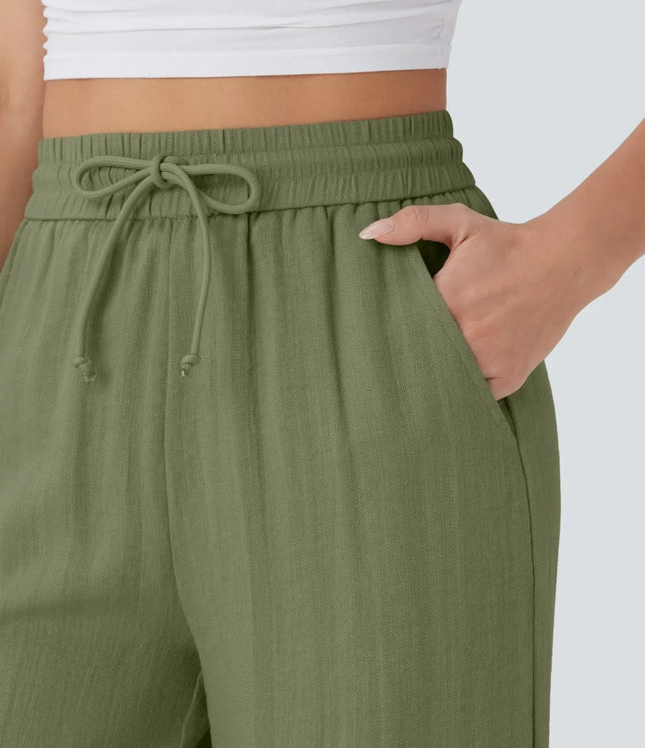Zafeiria | Elegantes Pantalones de Lino