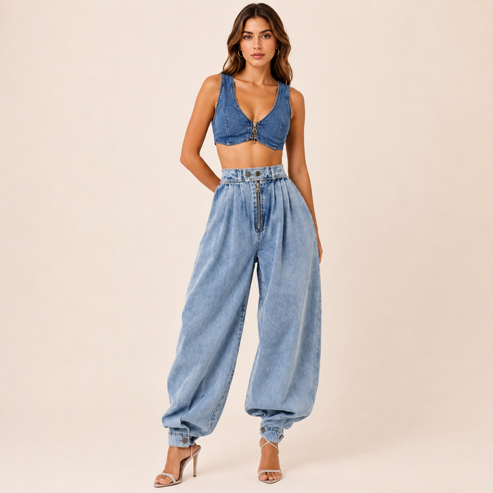 Agata | Pantalones bombachos de algodón de cintura alta