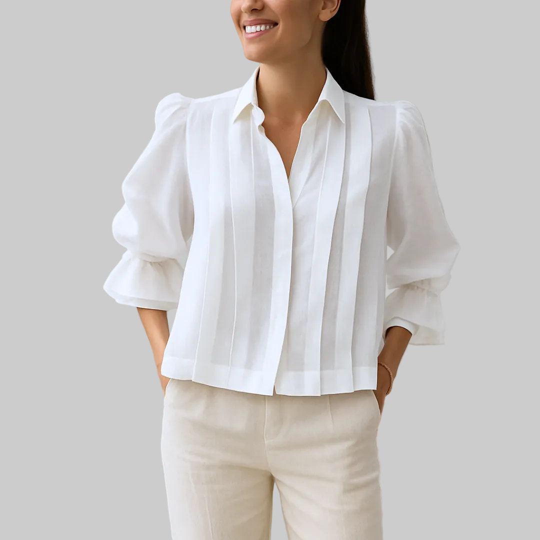Nora | Blusa Plisada de Algodón Elegante