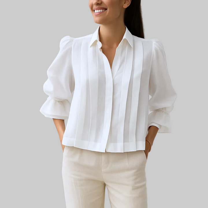 Nora | Blusa Plisada de Algodón Elegante