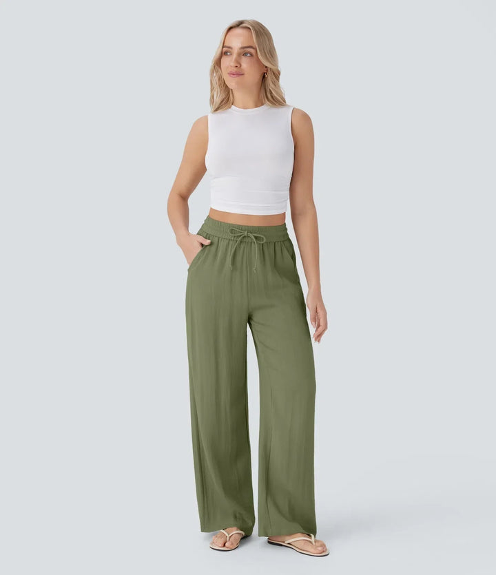 Zafeiria | Elegantes Pantalones de Lino