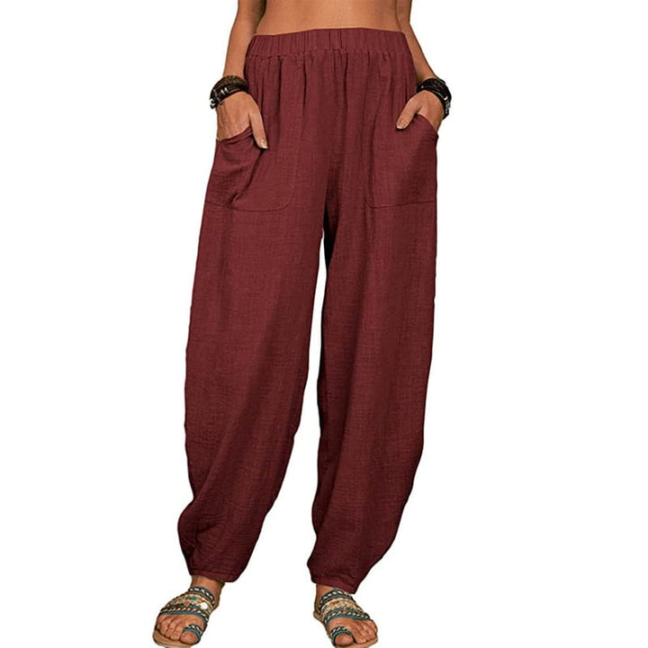 Sisi | Pantalones bombachos holgados de algodón y lino