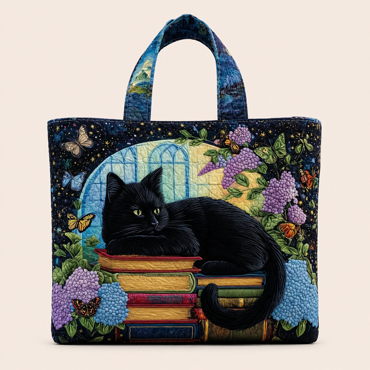 Gato Negro y Libros | Bolso Artesanal