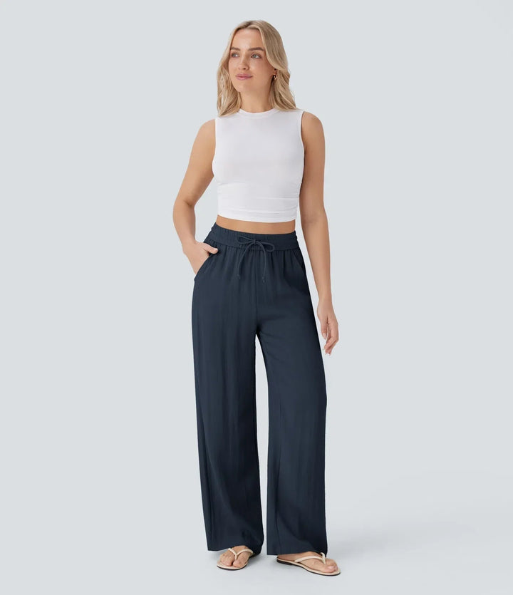 Zafeiria | Elegantes Pantalones de Lino