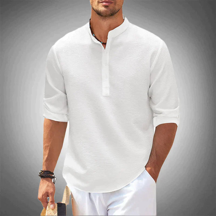 Camiseta de algodón para hombre | Manga 3/4 con cuello alto