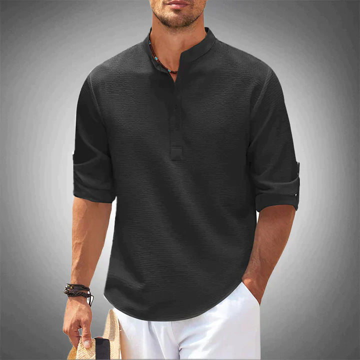 Camiseta de algodón para hombre | Manga 3/4 con cuello alto