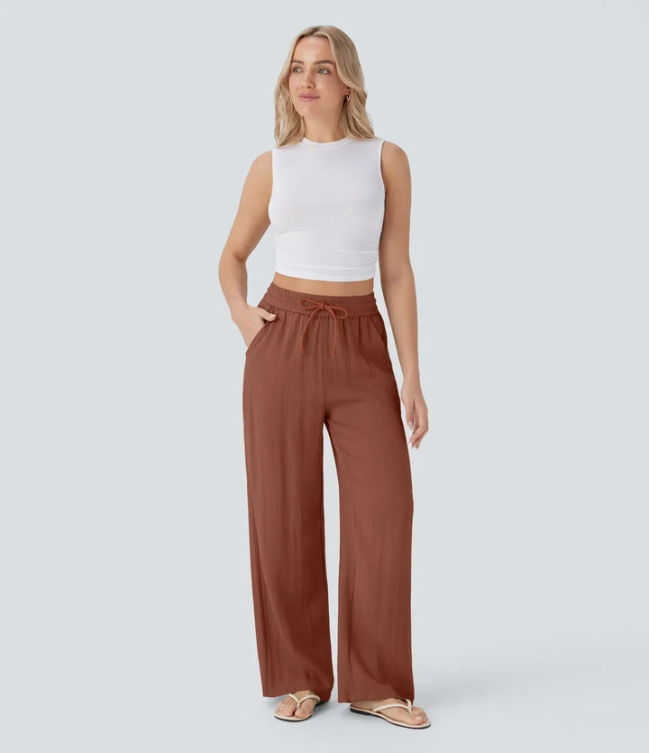 Zafeiria | Elegantes Pantalones de Lino