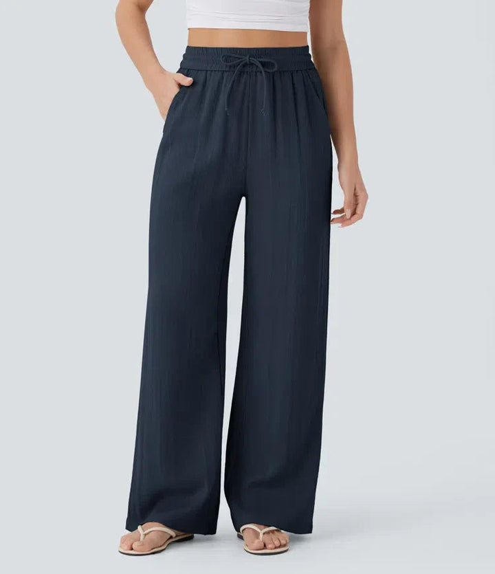 Zafeiria | Elegantes Pantalones de Lino