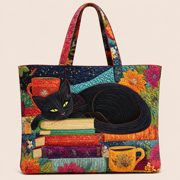 Gato Negro y Libros | Bolso Artesanal