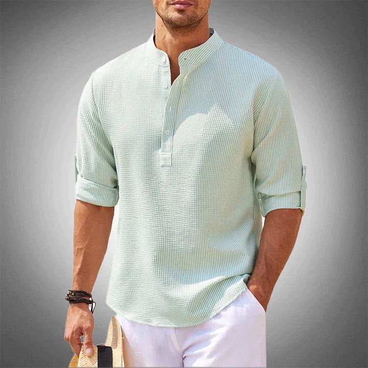 Camiseta de algodón para hombre | Manga 3/4 con cuello alto
