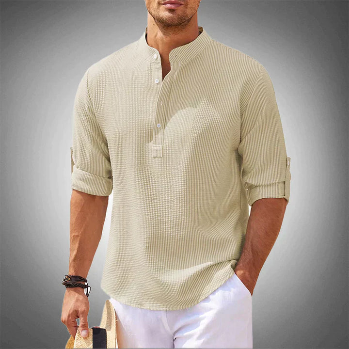 Camiseta de algodón para hombre | Manga 3/4 con cuello alto