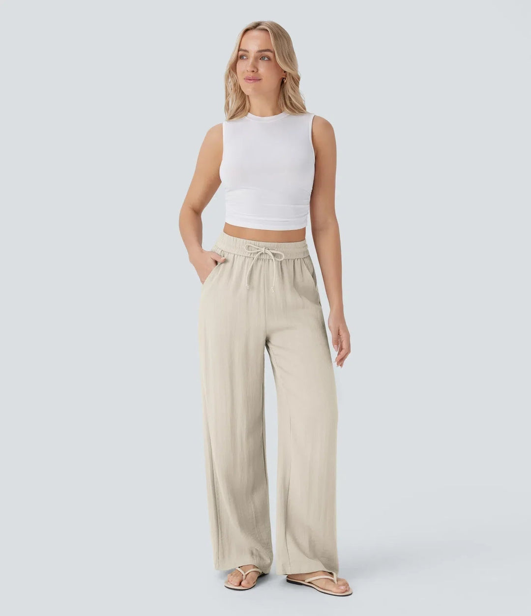 Zafeiria | Elegantes Pantalones de Lino