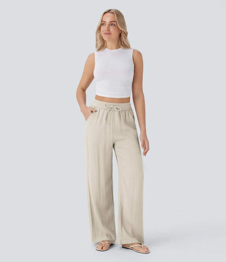 Zafeiria | Elegantes Pantalones de Lino