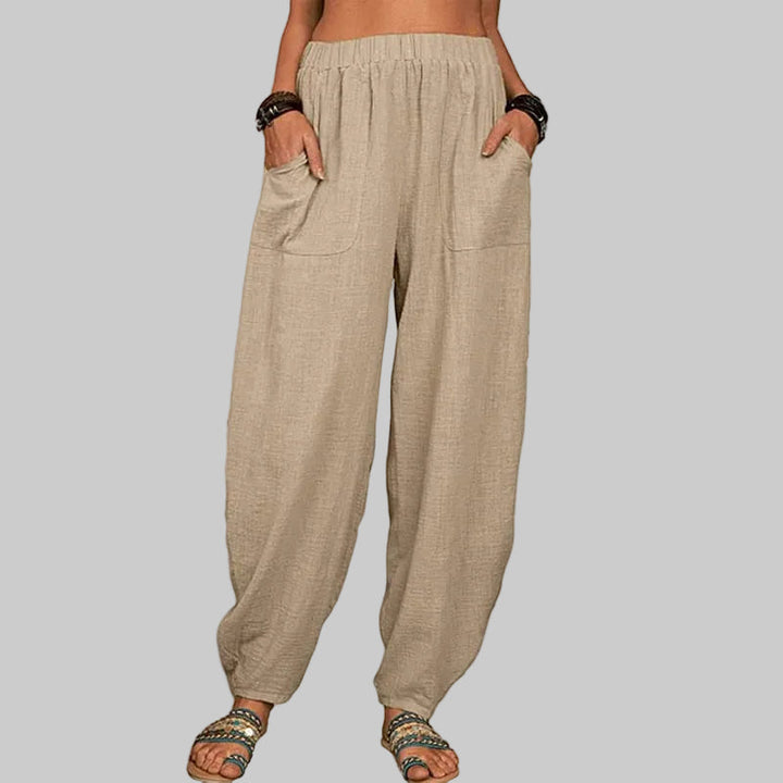 Sisi | Pantalones bombachos holgados de algodón y lino