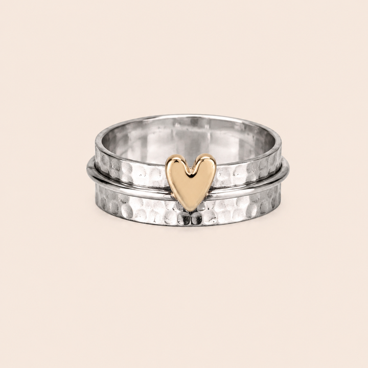 Annes | Anillo de Plata con Corazón de Oro