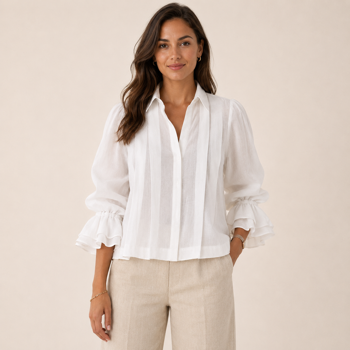 Nora | Blusa Plisada de Algodón Elegante