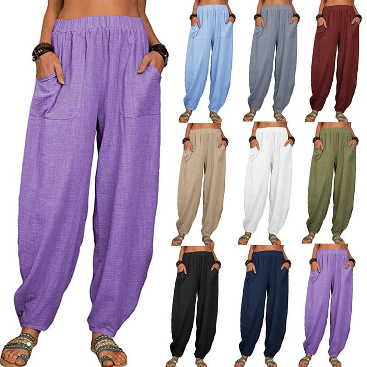 Sisi | Pantalones bombachos holgados de algodón y lino