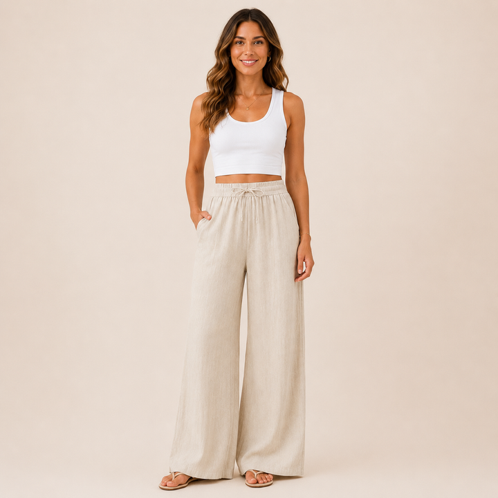 Zafeiria | Elegantes Pantalones de Lino