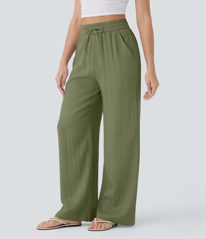 Zafeiria | Elegantes Pantalones de Lino