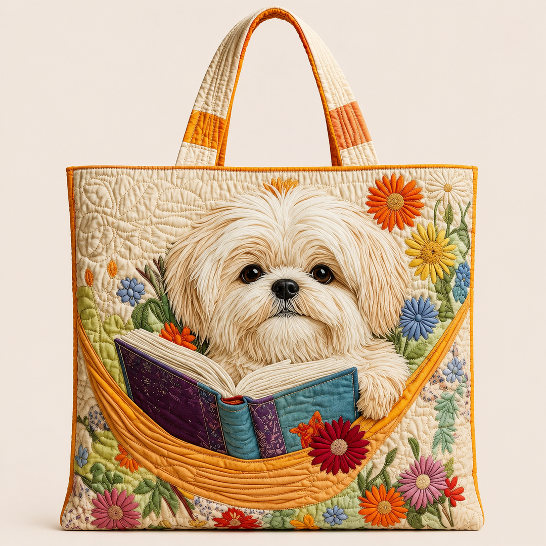 Libros y Shih Tzu | Bolso artesanal