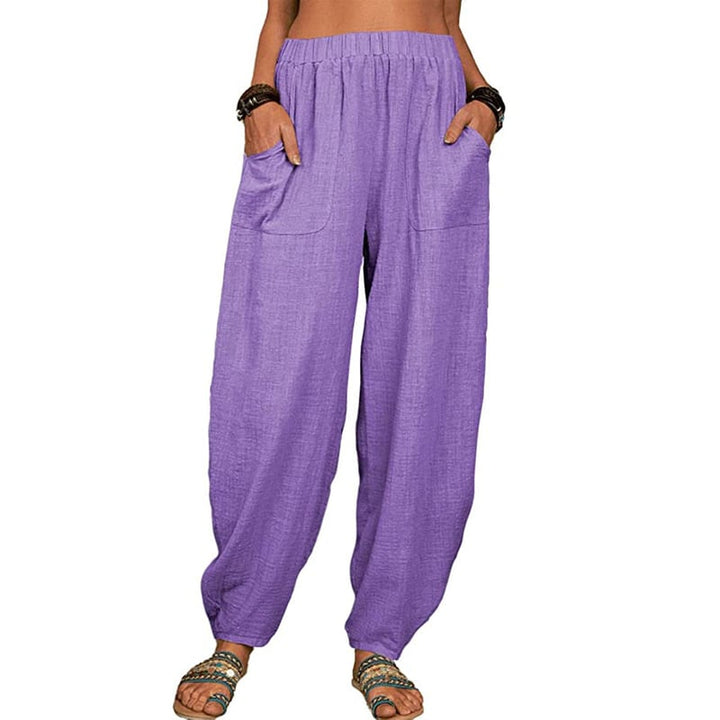 Sisi | Pantalones bombachos holgados de algodón y lino