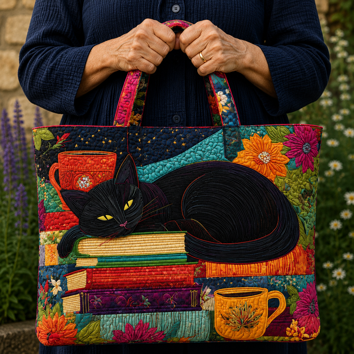 Gato Negro y Libros | Bolso Artesanal