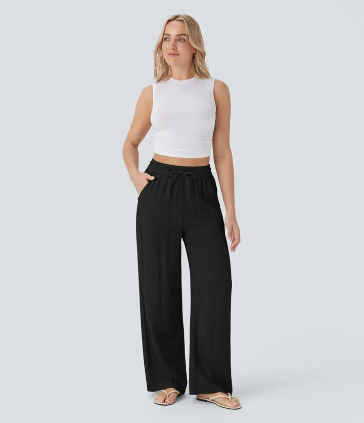 Zafeiria | Elegantes Pantalones de Lino