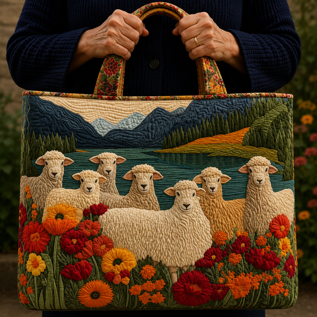 Corderos a la orilla del lago | Bolso artesanal