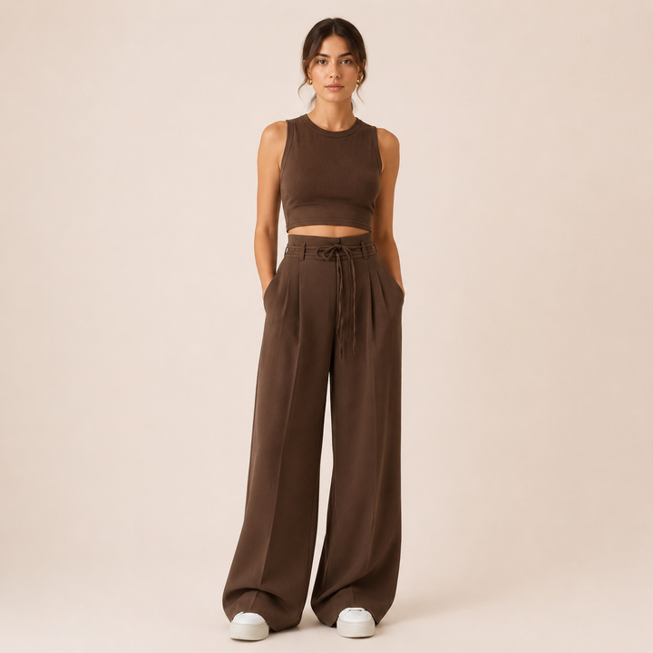 Stefania | Pantalón de tiro alto y pierna ancha