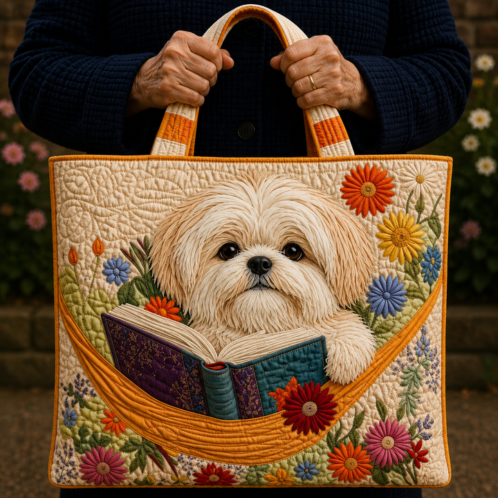 Libros y Shih Tzu | Bolso artesanal