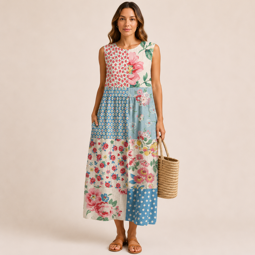 Anna | Vestido midi de patchwork