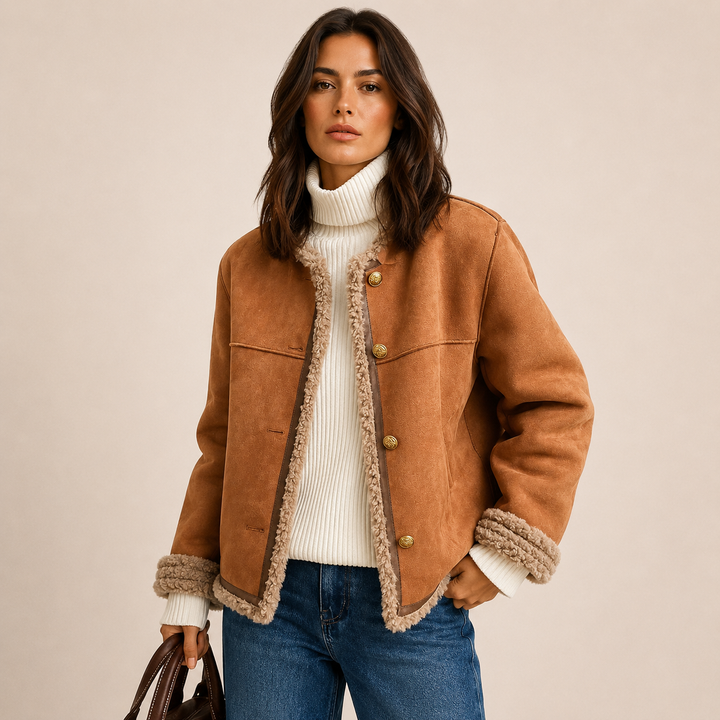 Holgado | Chaqueta de piel de cordero abotonada