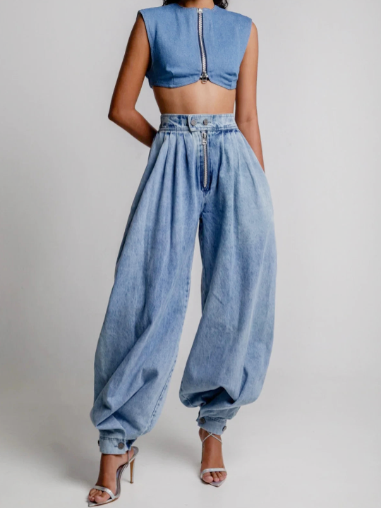 Agata | Pantalones bombachos de algodón de cintura alta