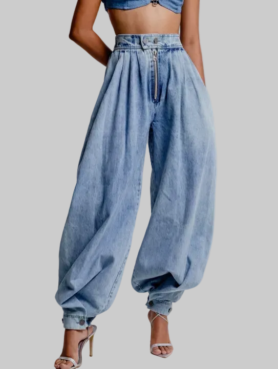 Agata | Pantalones bombachos de algodón de cintura alta