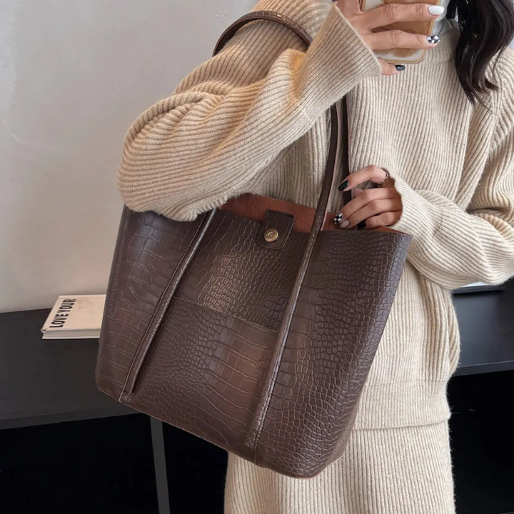 Betina | Bolso de hombro de piel de cocodrilo