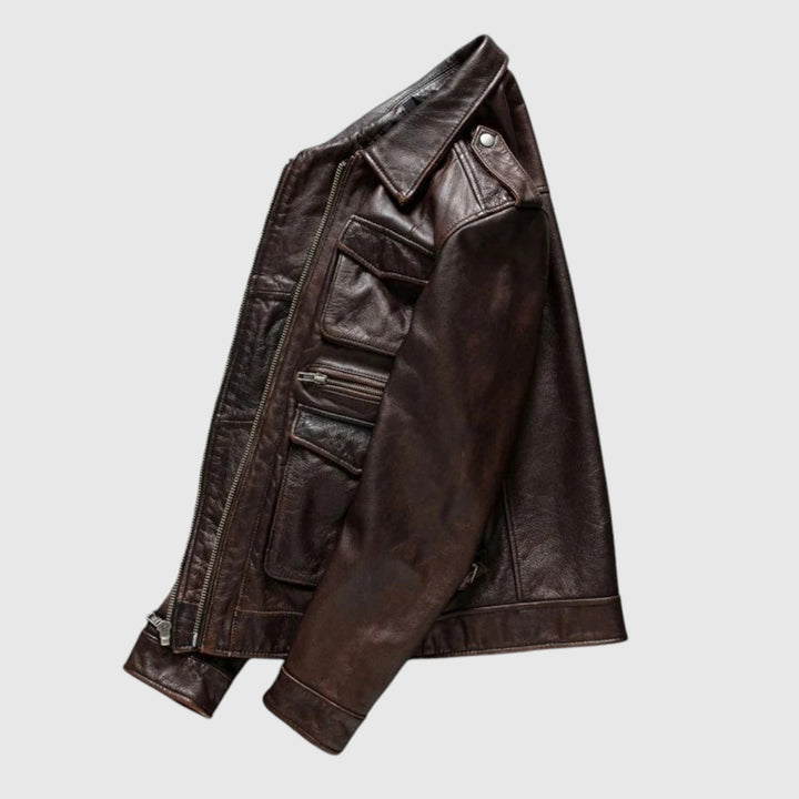 Todor | Chaqueta de cuero con bolsillos