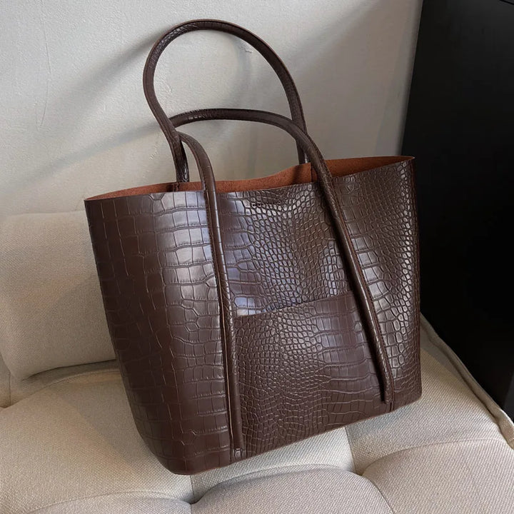 Betina | Bolso de hombro de piel de cocodrilo