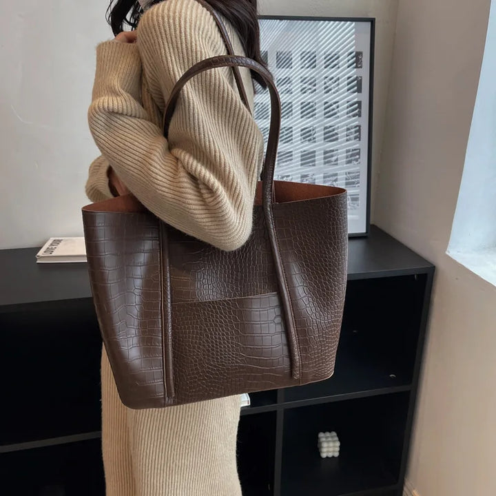 Betina | Bolso de hombro de piel de cocodrilo