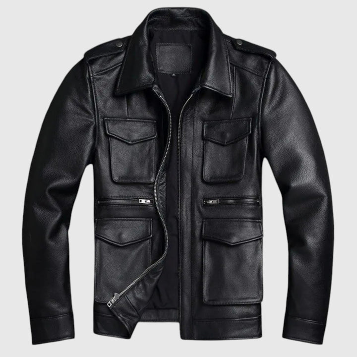 Todor | Chaqueta de cuero con bolsillos