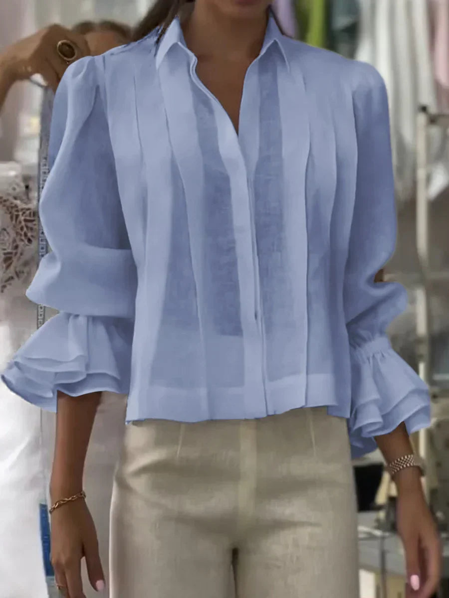 Nora | Blusa Plisada de Algodón Elegante