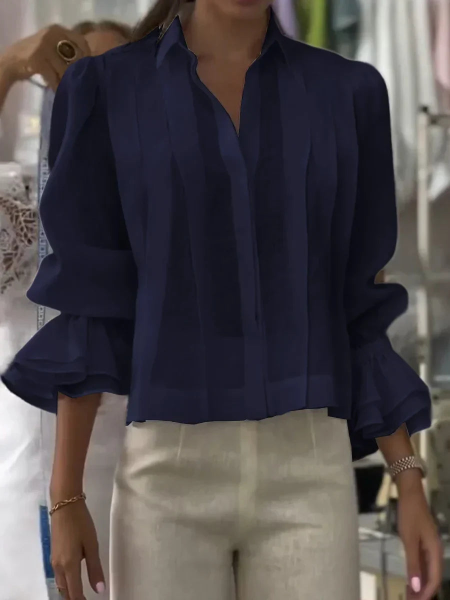 Nora | Blusa Plisada de Algodón Elegante