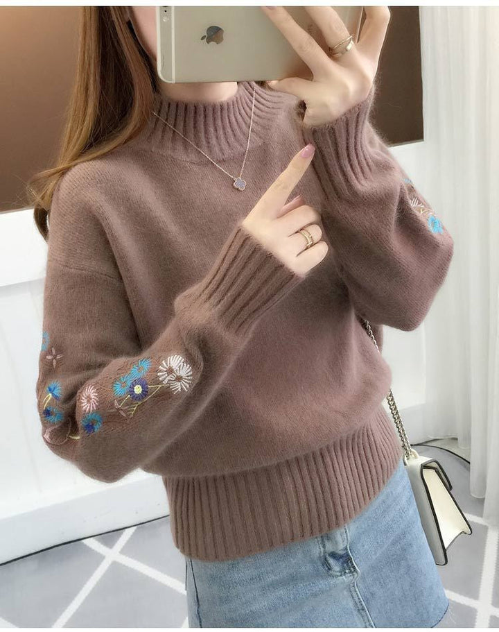 Floral | Suéter de cachemira de punto bordado con estampado floral