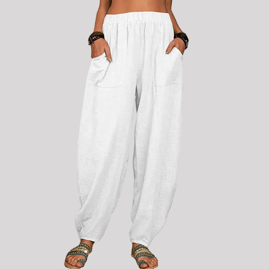 Sisi | Pantalones bombachos holgados de algodón y lino