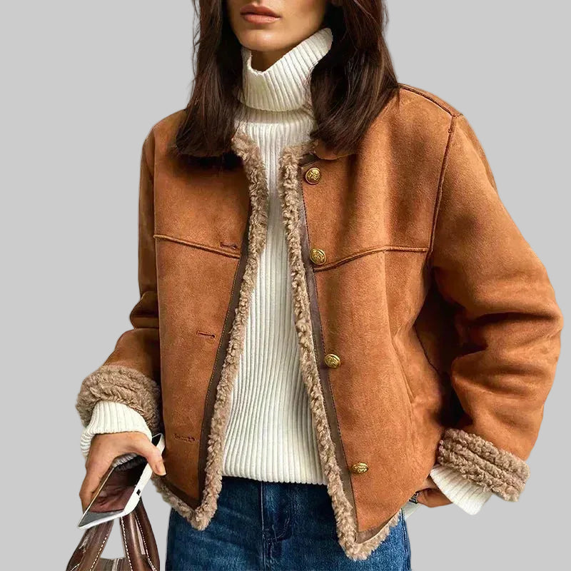 Holgado | Chaqueta de piel de cordero abotonada