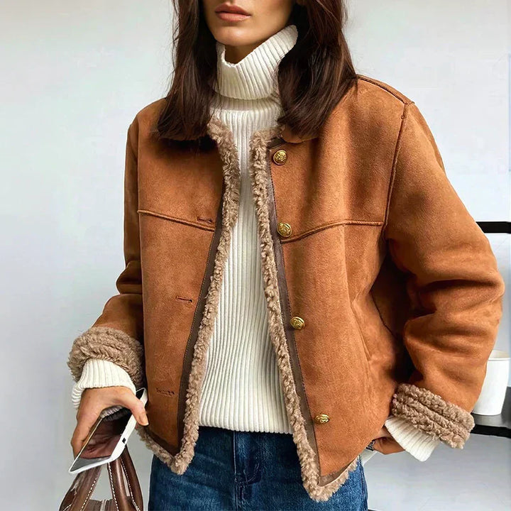 Holgado | Chaqueta de piel de cordero abotonada