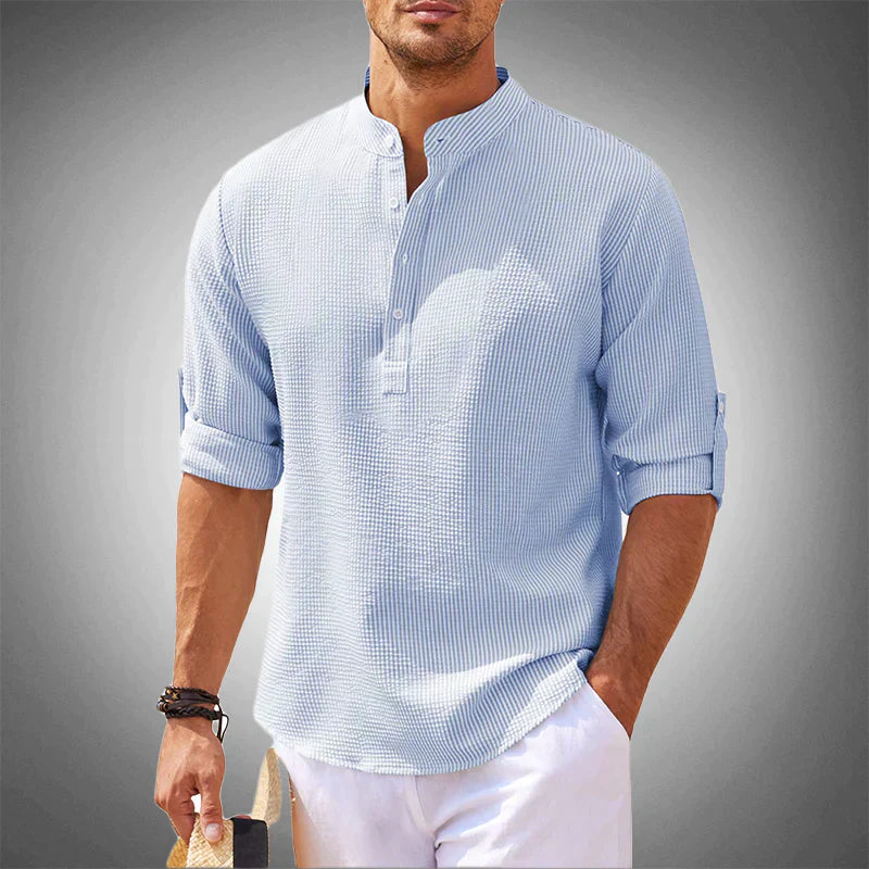 Camiseta de algodón para hombre | Manga 3/4 con cuello alto