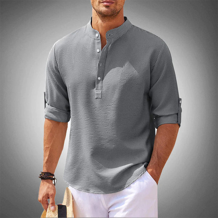 Camiseta de algodón para hombre | Manga 3/4 con cuello alto
