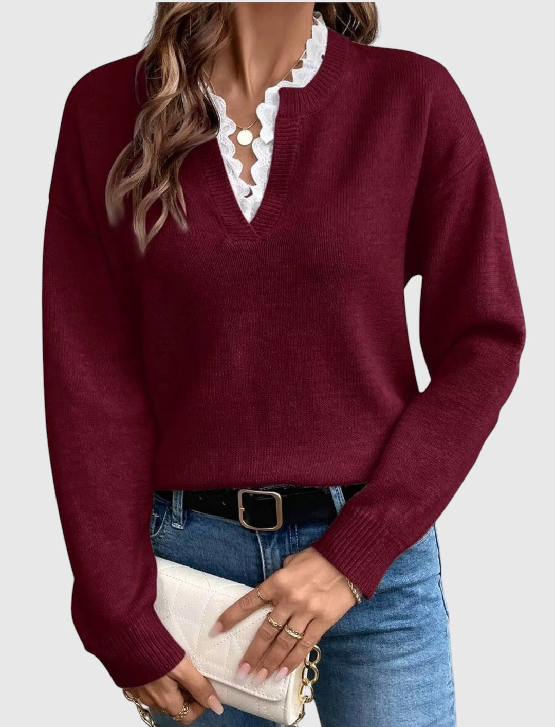 Karolina | Suéter de encaje con cuello en V